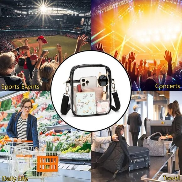 Clear Crossbody Bag, Stadium-Approved PVC Clear Purse, Transparent Messenger Bag - Picture 8 of 8